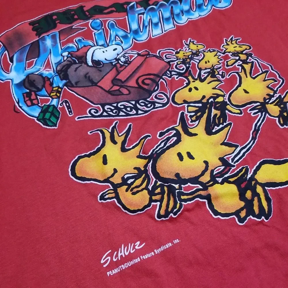 Vintage ARTEX Merry Christmas t-shirt UNISEX One size  Snoopy Woodstock PEANUTS‎